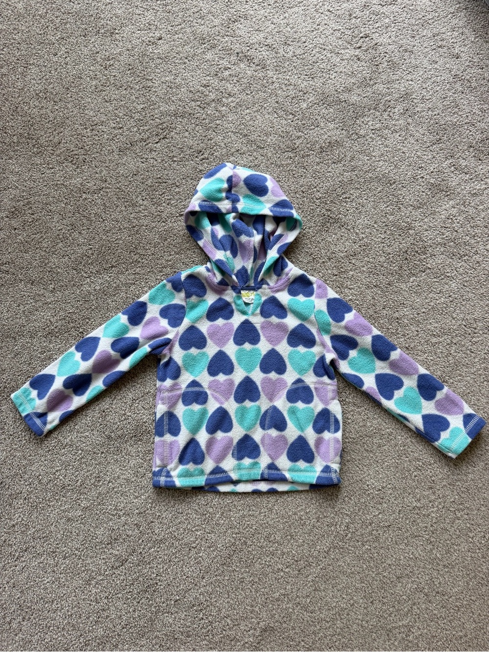 Crazy 8 Hooded Pullover with Purple, Teal & Navy Hearts